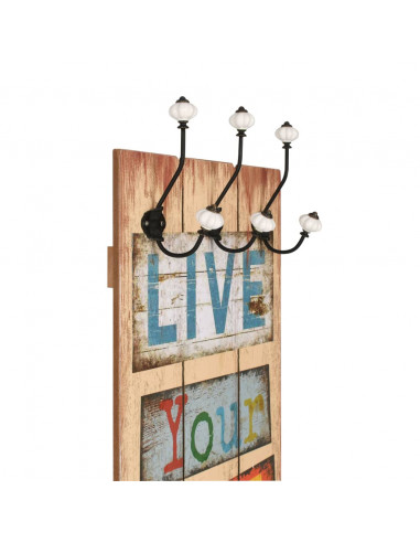 Appendiabiti da Parete con 6 Ganci LIVE LIFE 120x40 cm