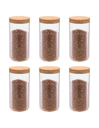 Barattoli in Vetro con Coperchio in Sughero 6 pz 1100 ml