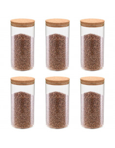 Barattoli in Vetro con Coperchio in Sughero 6 pz 1400 ml