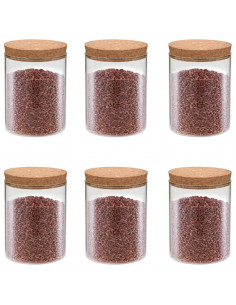 Barattoli in Vetro con Coperchio in Sughero 6 pz 650 ml