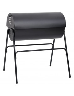 Barbecue a Barile 2 Griglie di Cottura Nero 80x95x90 cm Acciaio