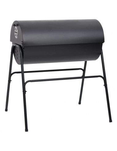 Barbecue a Barile 2 Griglie di Cottura Nero 80x95x90 cm Acciaio