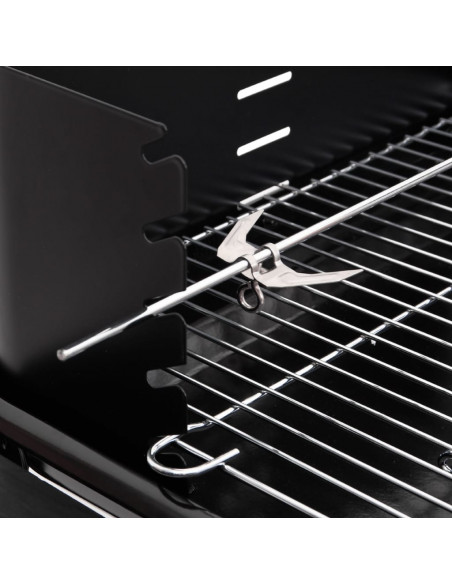 Barbecue a Carbonella con Ruote in Acciaio Nero