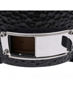 Barbecue Affumicatore 2 in 1 Kamado in Ceramica 56 cm Nero