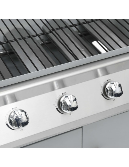 Barbecue e Griglia a Gas 4+1 Fornelli Argento in Acciaio Inox