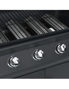 Barbecue e Griglia a Gas 4+1 Fornelli Nero in Acciaio