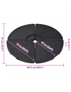 Base per Ombrellone a Forma di Ventaglio 4 pz Nero