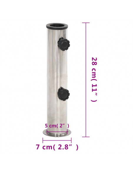 Base per Ombrellone per Palo da Ø38/48 mm Argento Acciaio Inox