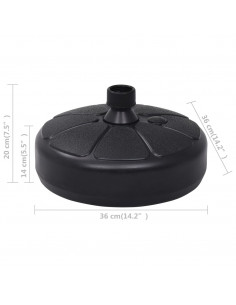 Base per Ombrellone Riempibile con Sabbia/Acqua 15L Nera