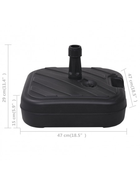 Base per Ombrellone Riempibile con Sabbia/Acqua 24L Nera