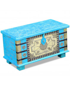 Baule Blu Legno di Mango 80x40x45 cm