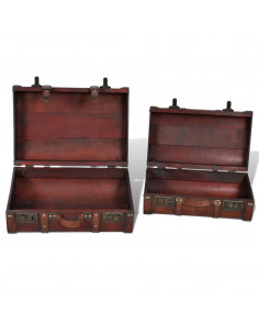 Baule del Tesoro in Legno 2 pz Vintage Marrone