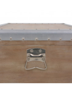 Baule Portaoggetti in Massello di Abete 91x52x40cm Marrone