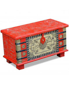Baule Rosso in Legno di Mango 80x40x45 cm