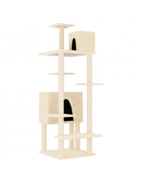 Albero per Gatti con Tiragraffi in Sisal Crema 154 cm