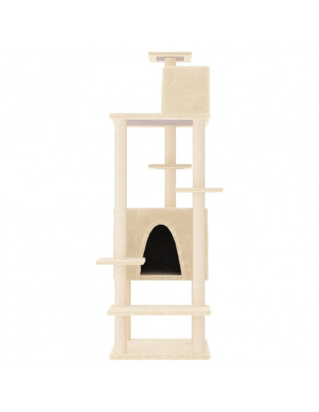Albero per Gatti con Tiragraffi in Sisal Crema 154 cm