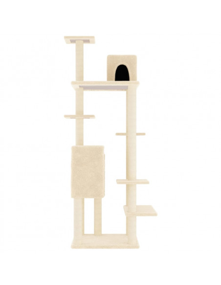Albero per Gatti con Tiragraffi in Sisal Crema 154 cm