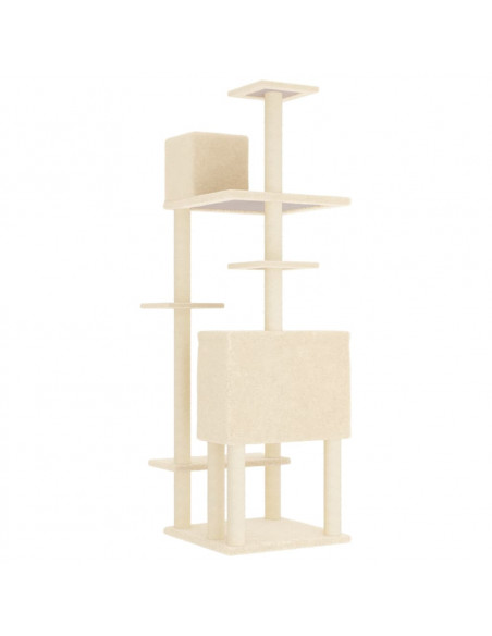 Albero per Gatti con Tiragraffi in Sisal Crema 154 cm