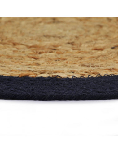 Tovagliette 6 pz Naturale e Blu Marino 38 cm in Juta e Cotone