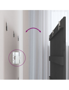 Testiera da Parete Grigia 185x3x60 cm in Legno Massello di Pino