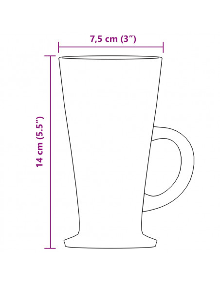 Bicchieri per Caffè Latte con Manico 6 pcs 250 ml