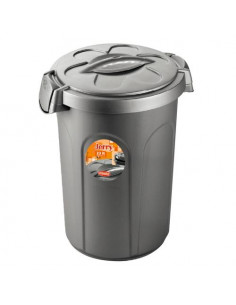 Bidoncino Stefanplast 70300 JERRY Con Coperchio a Clip Silver Silver