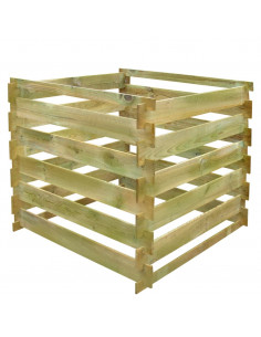 Bidone per Compost a Doghe 0,54 m3 in Legno Quadrato