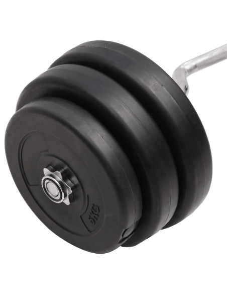 Bilanciere Curvo con Dischi 90 kg
