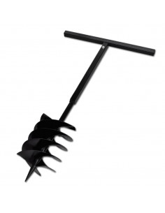 Trapano da Terra Maniglia Auger 200 mm Tre Spirali Acciaio Nero 2