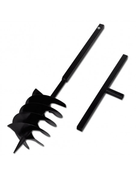 Trapano da Terra Maniglia Auger 200 mm Tre Spirali Acciaio Nero