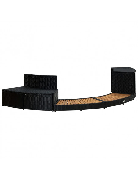 Bordo Spa Nero in Polyrattan e Legno d'Acacia