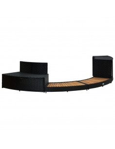 Bordo Spa Nero Polyrattan e Legno Massello di Acacia