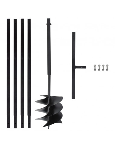 Trapano da Terra con Manico 250 mm Tubo di Prolunga Acciaio 4 m