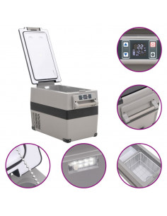 Borsa Frigo con Manico e Adattatore Nera e Grigia 55 L PP e PE