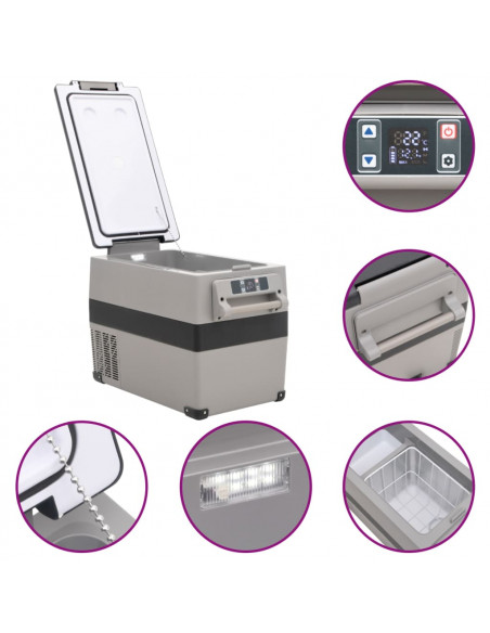 Borsa Frigo con Manico e Adattatore Nera e Grigia 55 L PP e PE