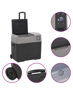 Borsa Frigo con Ruote Adattatore Nera Grigia 50 L Polipropilene