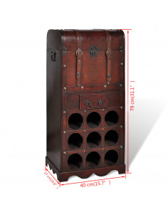 Bottigliera in Legno per 9 Bottiglie con Contenitore