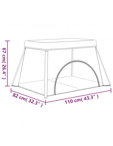 Box per Bambini con Materasso Grigio Chiaro Tessuto di Lino