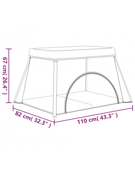 Box per Bambini con Materasso Grigio Scuro Tessuto di Lino