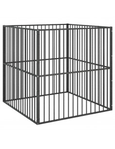 Box per Cani 4 Pannelli Nero Acciaio Zincato