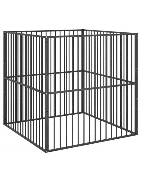 Box per Cani 4 Pannelli Nero Acciaio Zincato