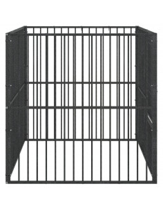 Box per Cani 4 Pannelli Nero Acciaio Zincato