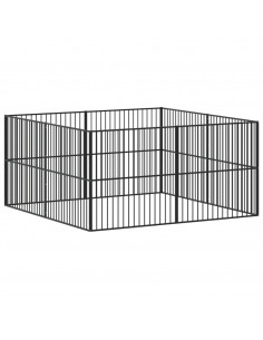 Box per Cani 8 Pannelli Nero Acciaio Zincato