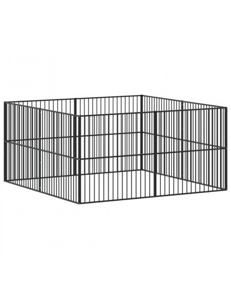 Box per Cani 8 Pannelli Nero Acciaio Zincato