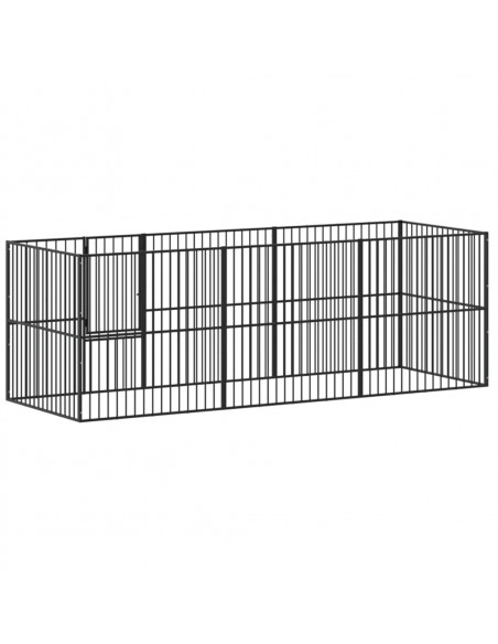 Box per Cani 8 Pannelli Nero Acciaio Zincato