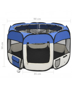 Box per Cani Pieghevole con Borsa Trasporto Blu 90x90x58 cm