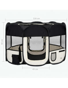 Box per Cani Pieghevole con Borsa Trasporto Nero 110x110x58 cm