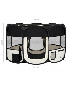 Box per Cani Pieghevole con Borsa Trasporto Nero 125x125x61 cm