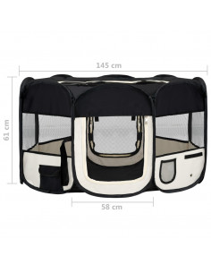Box per Cani Pieghevole con Borsa Trasporto Nero 145x145x61 cm