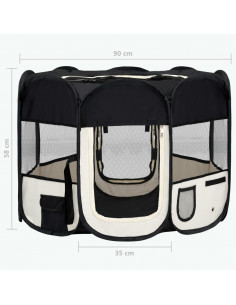 Box per Cani Pieghevole con Borsa Trasporto Nero 90x90x58 cm